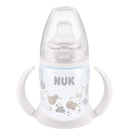 NUK First Choice 10759013 Biberon con Beccuccio in Silicone, 6-18 Mesi, 150 ml, Grigio