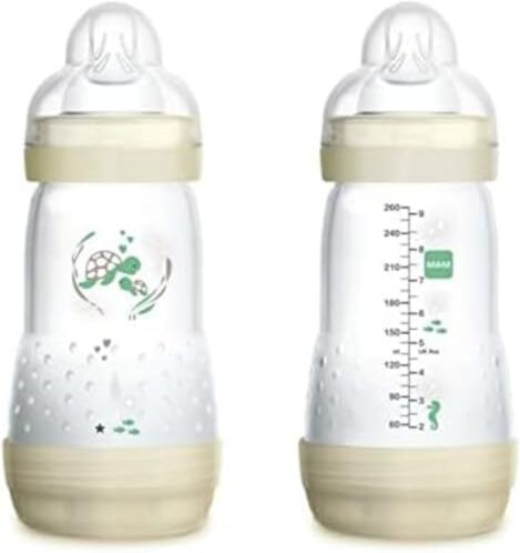 MAM Biberon Easy Start Anticolica, con Tettarella in Silicone SkinSoftTM, 2+ Mesi, 260 ml, Neutro