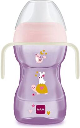 MAM Fun to Drink Cup Night, con Manici che si Illuminano al Buio e Beccuccio Rigido, 8+ Mesi, 270 ml, Rosa