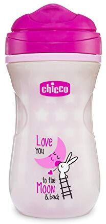 Chicco Glowing Cup Bicchiere Antigoccia 266 ml, Tazza Termica con Beccuccio Ergonomico e Valvola, senza BPA, Rosa