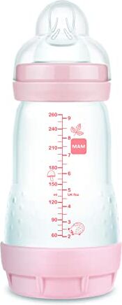 MAM Biberon A150, collezione Colours of Nature, superficie opaca, biberon anticolici brevettato, tettarella in silicone Skinsoft, ultra morbida, per neonati a partire da 2 mesi, colore rosa, 260 ml