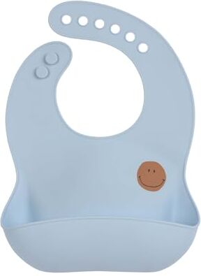 LÄSSIG Bavaglini in silicone per bambini con vaschetta di raccolta lavabile in lavastoviglie/Silicone Bib Happy Rascals Smile sky blue