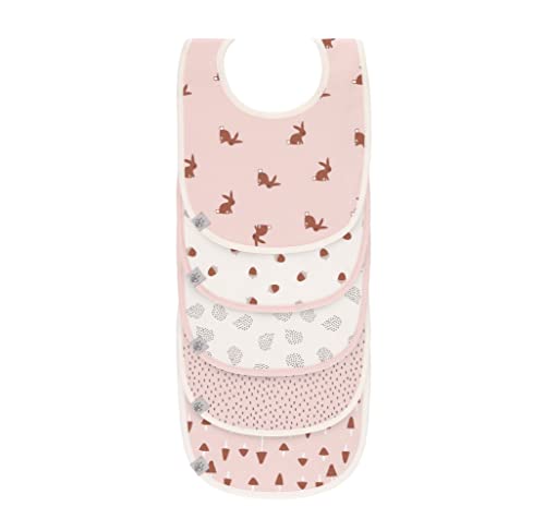 LÄSSIG Bavaglino per bambini Set di bavaglini per bambini (5 pezzi) velcro cotone impermeabile/Value Pack Bib Little Forest Rabbit