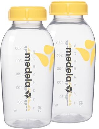 Medela Set Biberon da 250 ml senza BPA, Set con 2 Bottiglie per Estrarre, Conservare e Somministrare il Latte Materno, Design Resistente e Sicuro per Congelatore e Frigorifero