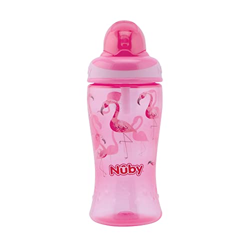 Nuby Silicone Tazza antigoccia con cannuccia per neonati Flip-It Biberon Senza BPA Rosa 360ml 12+ mesi