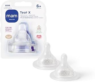 MAM Cross-Cut Teats, Suitable for 6+ Months, Bottle Teats with SkinSoft Silicone, Fits all  Baby Bottles, Baby Feeding Essentials, Pack of 2