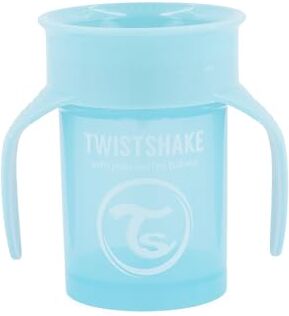 Twistshake , 360 Cup Bicchiere Salvagoccia Antigoccia Bambini 230 ml, Tazza Biberon di Apprendimento da Bere, Bordo Anti-rovesciamento a 360°, Ergonomico, 6+ Mesi, Senza BPA, Blu Pastello