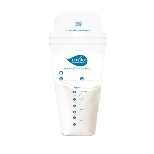Nuvita 1253 Sacchetti per latte materno monouso Confezione da 25 pezzi Compatibili con adattatore 1255 per tirare il latte dal tiralatte  al sacchetto (non incluso)