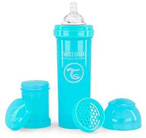 Twistshake Anticolica Biberon 330 ML, con Silicone Tettarella a Flusso Rapido per Bambini da 4+ Mesi, Sigillato Contenitore, Senza BPA, Blu Pastello