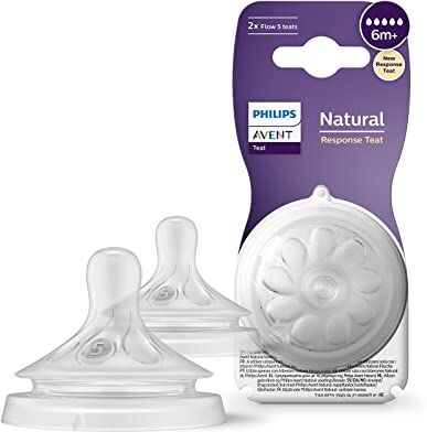 Philips Avent Tettarella per biberon Natural Response 2 tettarelle per biberon a flusso 5, per bambini da 6 mesi in su, senza BPA (modello )