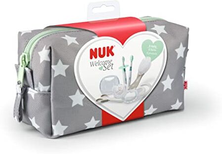 NUK Welcome Set Igiene per Neonati, con Succhietto, Spazzolino da Denti, Spazzola per Capelli, Massaggiagengive e Forbici per Unghie, Assistenza ai Bambini