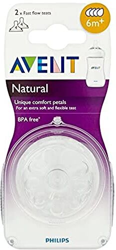 Philips Avent Natural SCF654/27 Tettarelle Flusso Abbondante, 4 Fori, 6 Mesi+