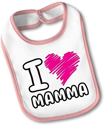 Babloo Bavetto Bavaglino Idea Regalo Pasqua "lo Festa Della Mamma I Love My Mom" Medium Rosa