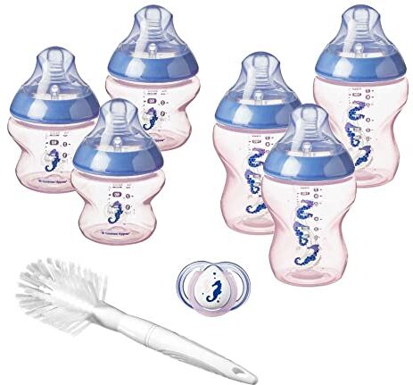 Tommee Tippee Kit di Biberon Closer to Nature e Ciuccio, 2 x 150 ml, 2 x 260 ml, CavalLucci Marini