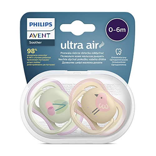 Philips Confezione da 2 ciucci ultra air  Avent Ciuccio senza BPA per bambini da 0 a 6 mesi (modello )