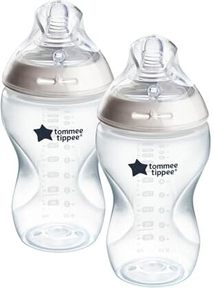 Tommee Tippee Biberon Closer to Nature, Tettarella Simile al Seno con Valvola Anticolica, 340ml, Confezione da 2