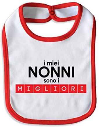 Babloo Bavetto Bavaglino Bambino Idea Regalo Festa dei Nonni e' il Migliore Medium Nonni Bordino Rosso