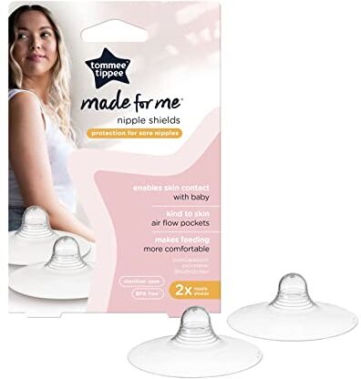 Tommee Tippee Tommee Tippee Made for Me Nipple Shields for Breastfeeding Mums, Soft, Flexible Silicone, Protects Sore and Cracked Nipples, Pack of 2