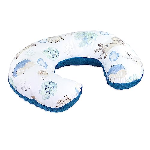 Totsy Baby Cuscino per allattamento piccolo Minky 130 x 45 cm scoiattolo per allattamento per gli spostamenti Riccio Blu