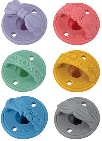 Nuby Confezione da 2 ciuccio in silicone con capezzolo naturale a forma di ciliegia, 0+ mesi, 2 pezzi, i colori possono variare