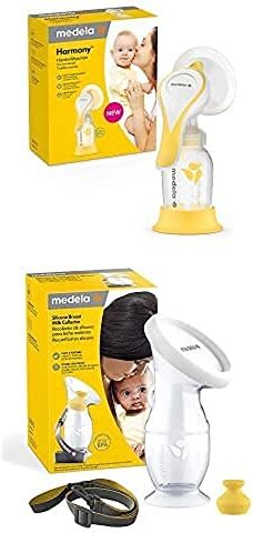 Medela Bundle  Harmony Tiralatte manuale +  raccoglitore latte materno per mamme che allattano al seno