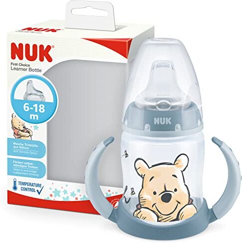 NUK First Choice+ bicchiere antigoccia   6-18 mesi   Beccuccio in silicone a prova di perdite   Controllo temperatura   Sfiato Anti-Colica   Senza BPA   150ml   l'imballaggio può variare