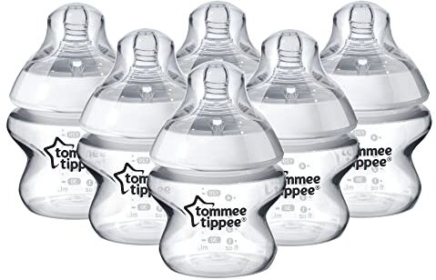 Tommee Tippee Biberon Closer to Nature, 150 ml, flusso lento 0m+, 6 pezzi, trasparente