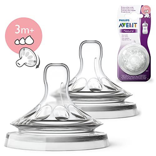 Philips Avent 2 Tettarelle Natural Flusso Regolabile, Foro con Fessura, 3m+