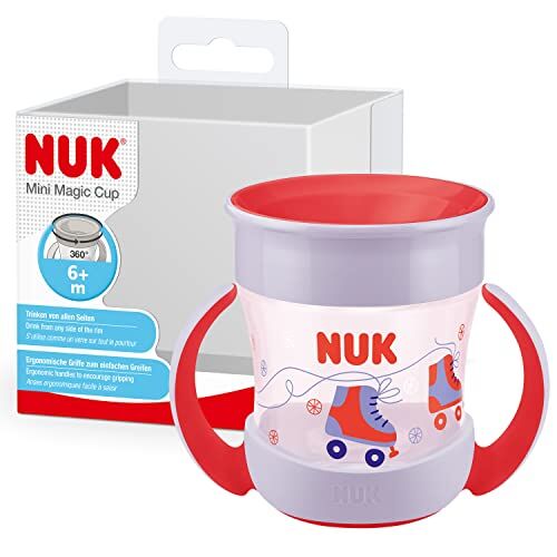 NUK Mini Magic Cup bicchiere antigoccia   Bordo 360° anti-rovesciamento   6+ mesi   manici ergonomici   Senza BPA   160 ml   Rosso