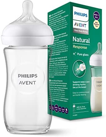 Philips Avent Biberon Natural Response in vetro Biberon da 240 ml, senza BPA, per neonati da 1 mese in su (modello )