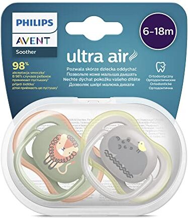 Philips Confezione da 2 ciucci ultra air  Avent Ciuccio senza BPA per bambini da 6 a 18 mesi (modello )