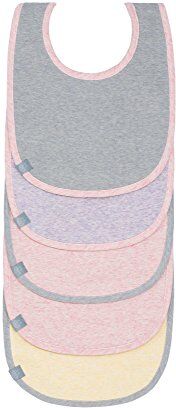 LÄSSIG Bavaglino per bambini Set di bavaglini per bambini (5 pezzi) velcro cotone impermeabile/Value Pack Bib Rosa mélange