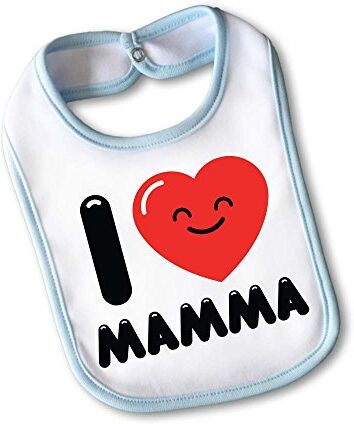 Babloo Bavetto Bavaglino Idea Regalo Pasqua "lo Festa Della Mamma I Love My Mom" Small Azzurro