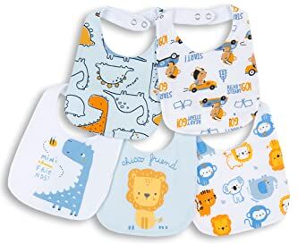 Chicco Set bavaglie in morbido cotone, Bavaglie Unisex 0-24, Azzurro, taglia unica (pacco da 5)