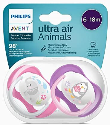 Philips Avent Ultra Air Animals Succhietto Elefant/penguin Femmina 6-18 Mesi 2 Pezzi