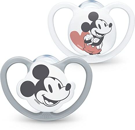 NUK Ciuccio Space   0-6 mesi   Succhietti con extra ventilazione   Silicone senza BPA   Disney Topolino   2 pezzi