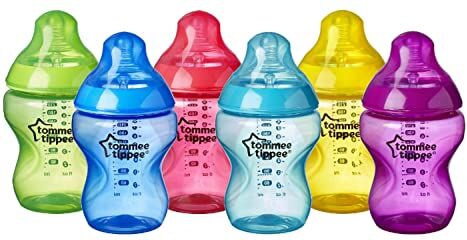 Tommee Tippee Biberon Closer to Nature, 260 ml, flusso lento 0m+, 6 pezzi, multicolore Fiesta