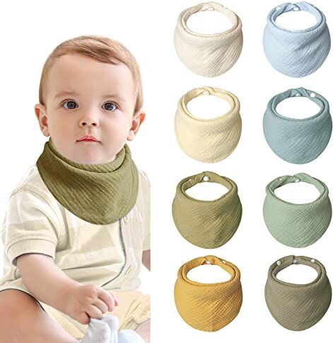 Lulu moon Bavaglino Neonato 100% Mussole Cotone, 8 Pezzi Baby Bandana Bavaglino Panno per Burp Neonati Bambino (foresta)