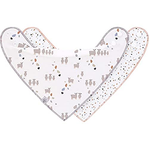 LÄSSIG Bavaglino Sciarpa Triangolo Set di sciarpe per bambini piccoli (2 pezzi) reversibile con bottoni a pressione in cotone organico/Baby Bandana Tiny Farmer Sheep