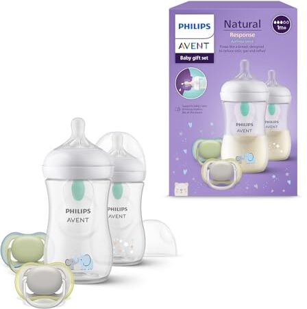 Philips Avent Natural Response set regalo per bambini: 2 biberon anti-coliche da 260 ml con tettarella flusso 3 (1m+) 2 ciucci ultra air (modello )