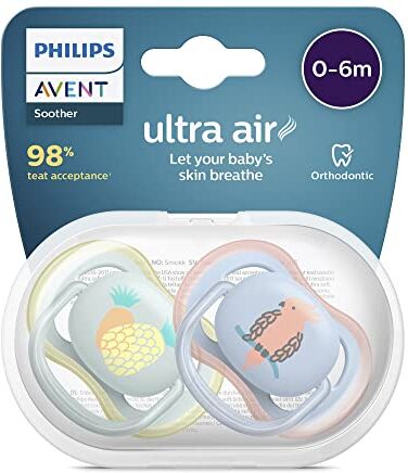 Philips Confezione da 2 ciucci ultra air  Avent Ciuccio senza BPA per bambini da 0 a 6 mesi (modello )