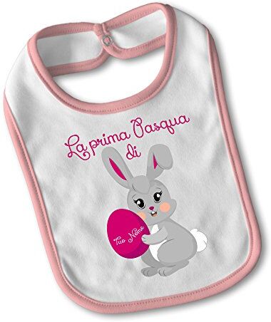 Babloo Bavetto Bavaglino Idea Regalo Pasqua "Pasqua di... Personalizzato Con Nome" Medium Rosa