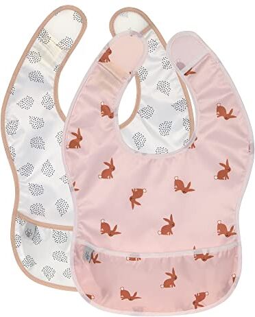 LÄSSIG Set di bavaglini 2 pz. con protezione antiacqua/ EVA Bib Little Forest Rabbit