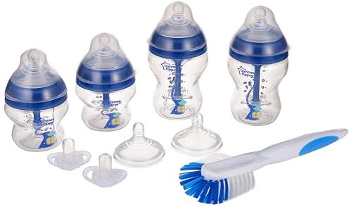 Tommee Tippee Kit di Biberon Anti-colica Avanzato, tettarelle e ciuccio, 2 x 150 ml, 2 x 260 ml, Decorato Blu