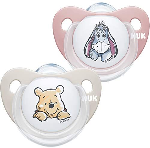 NUK Trendline Baby Dummy, 6-18 Months, BPA-Free Silicone Soothers, Disney Winnie the Pooh, Pink (Girl), 2 Count