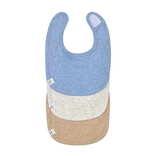 Lässig Set di bavaglini per bambini (3 pezzi) Bavaglini per neonati con chiusura in velcro GOTS/Newborn Bib Set GOTS blue/light grey/nature melange