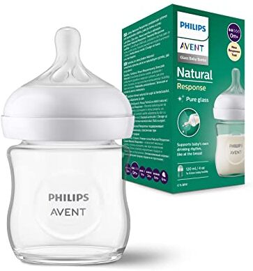 Philips Avent, 1 bottiglia di vetro naturale con ciuccio reattivo, 120 ml, (modello )