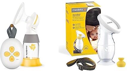 Medela Solo Tiralatte elettrico Singolo, Più Silenzioso, Ricaricabile tramite USB +  Raccoglitore Latte Materno per Mamme che Allattano al Seno, in Silicone