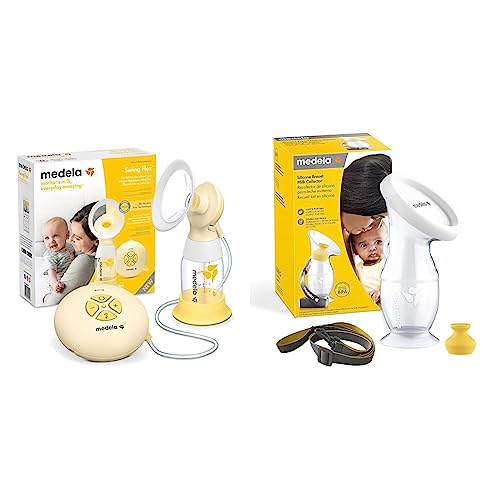 Medela Swing Flex Tiralatte Elettrico Singolo, Design Compatto e Portatile, con Coppe PersonalFit Flex +  Raccoglitore Latte Materno per Mamme che Allattano al Seno, in Silicone