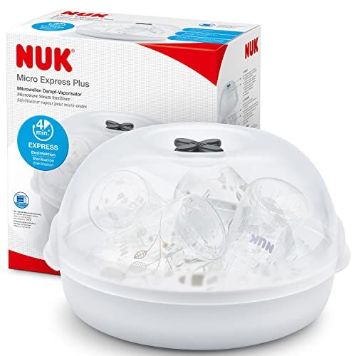 NUK Micro Express Plus sterilizzatore biberon per microonde   Sterilizza fino a 4 biberon e accessori in 4 minuti   Compatibile con gran parte dei microonde   Pinze per rimozione igienica
